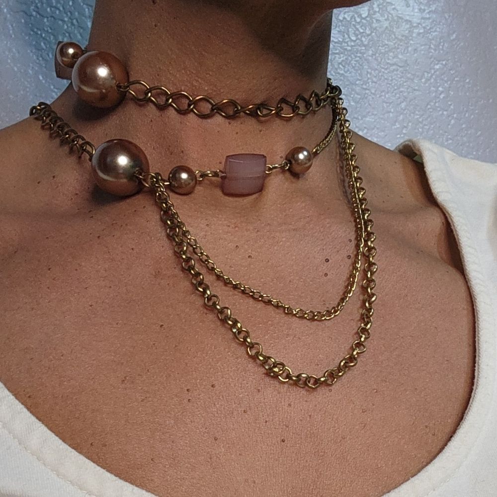 3 tiered Bronze tone Necklace